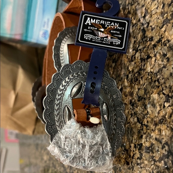 American Living Brown Leather Belt with Silver Buckle - Picture 6 of 7